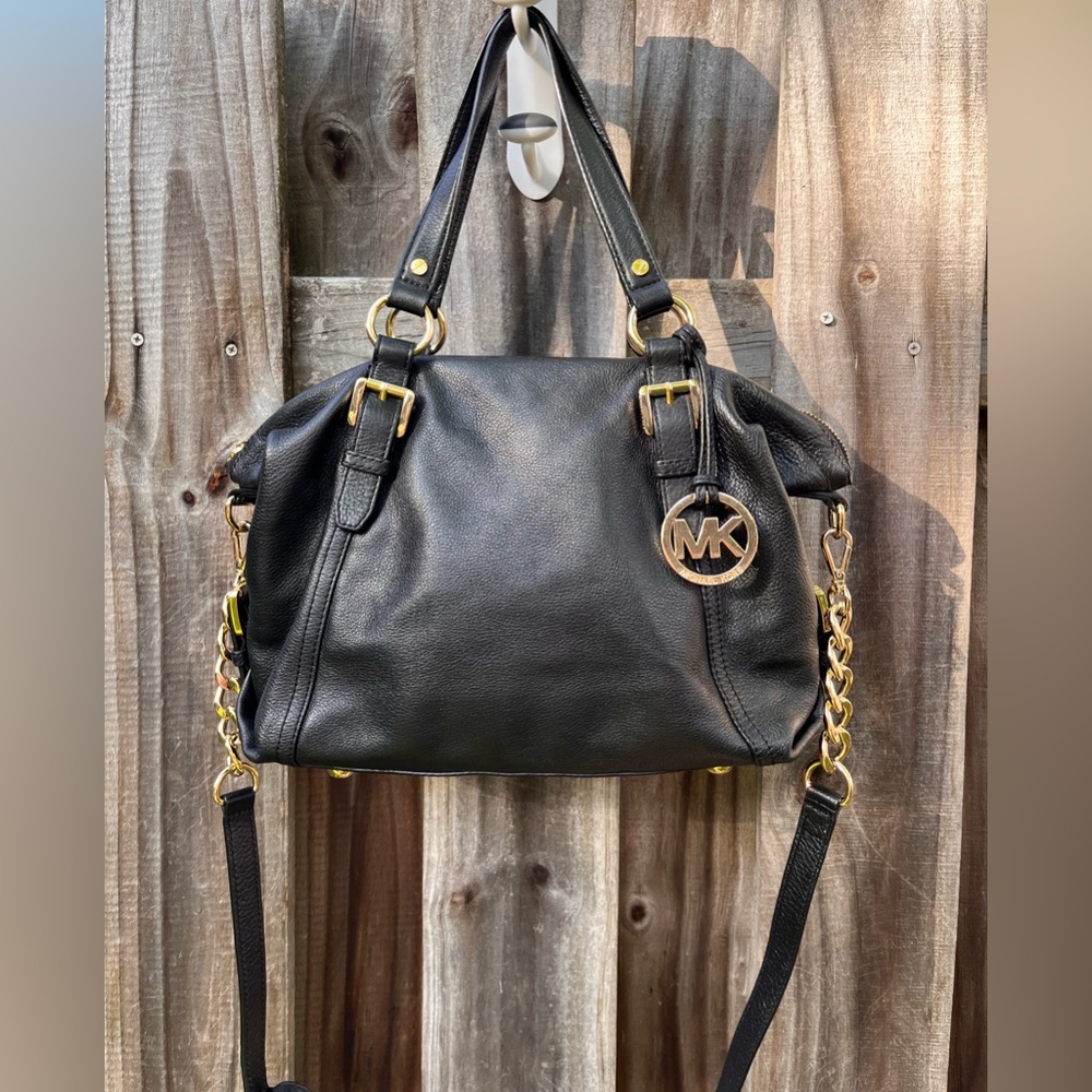 Michael Kors MD Tristan Black Leather Convertible Satchel